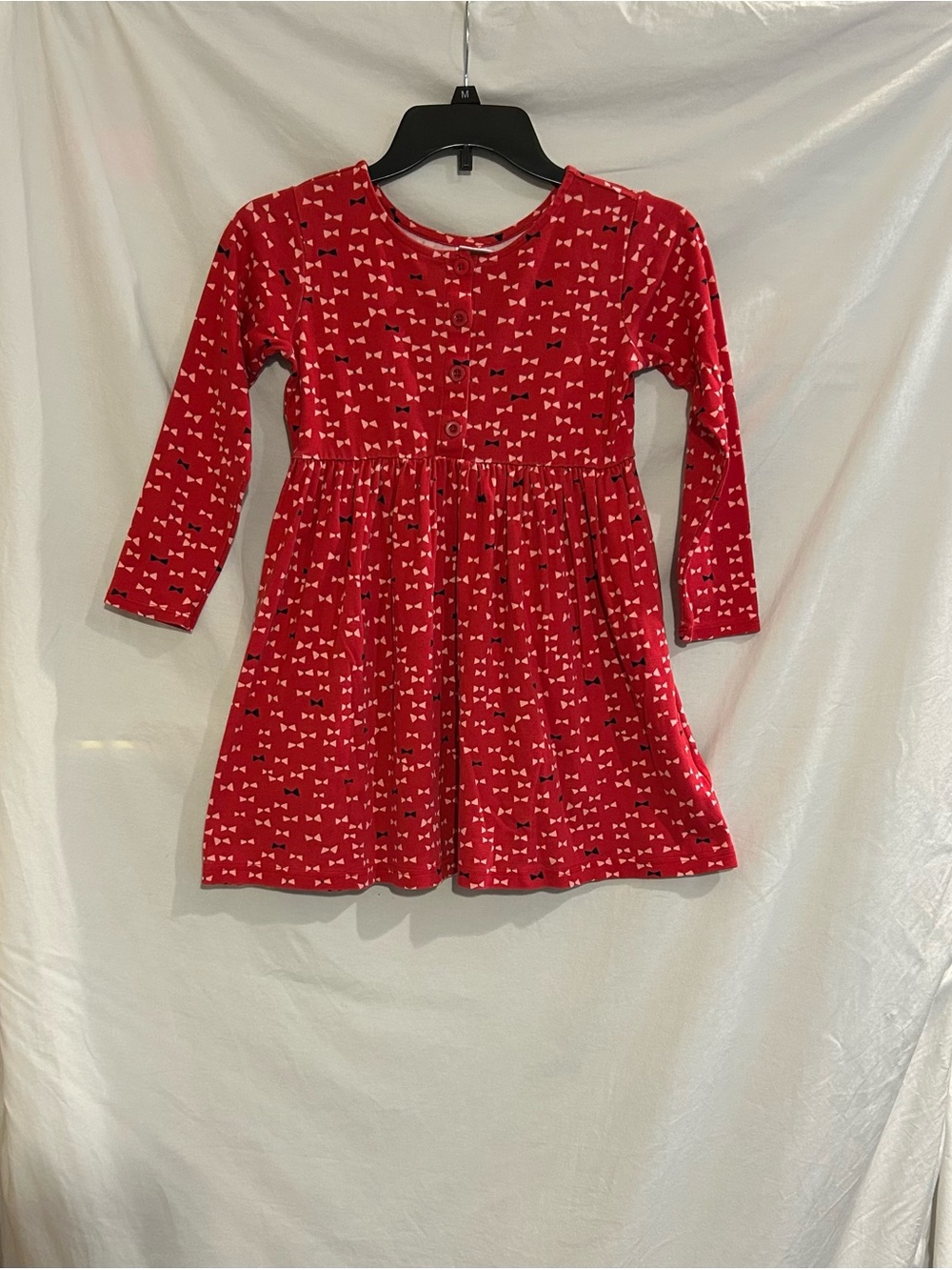 Hanna Andersson Girls 6 120cm Red Bow Print Long Sleeve Play Day Dress Classic